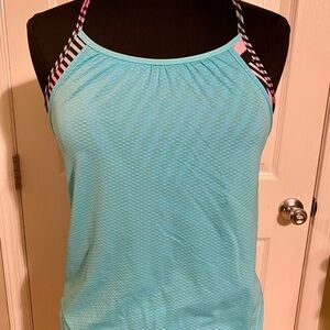 Ivivva by Lululemon Girls Turquoise Double Dutch Racerback Tank - Size 14